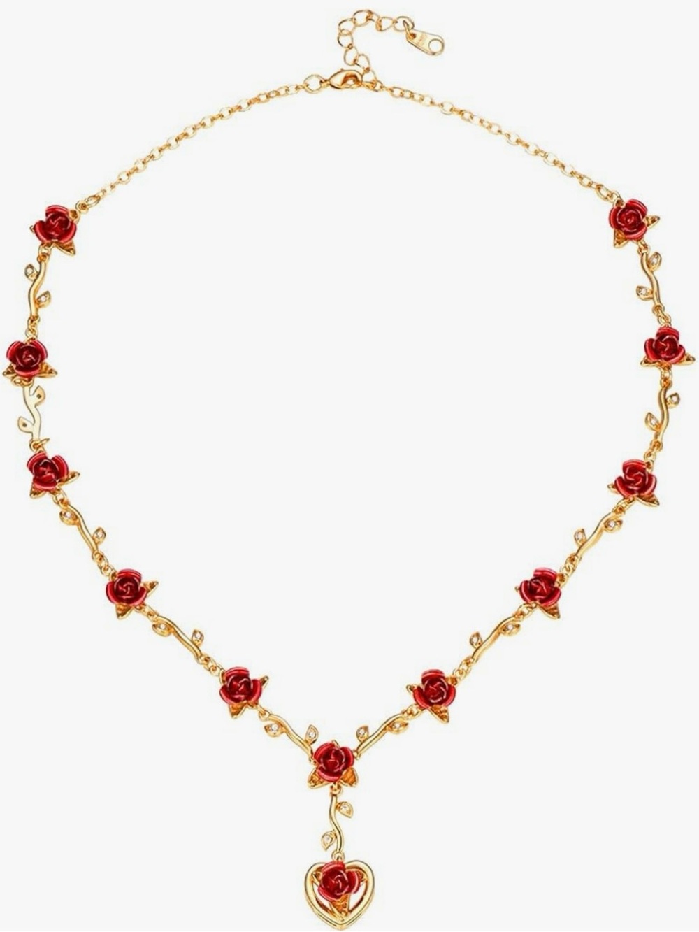 18KT gold plated VTG Necklace  12 Rose Y Necklace Gorgeous